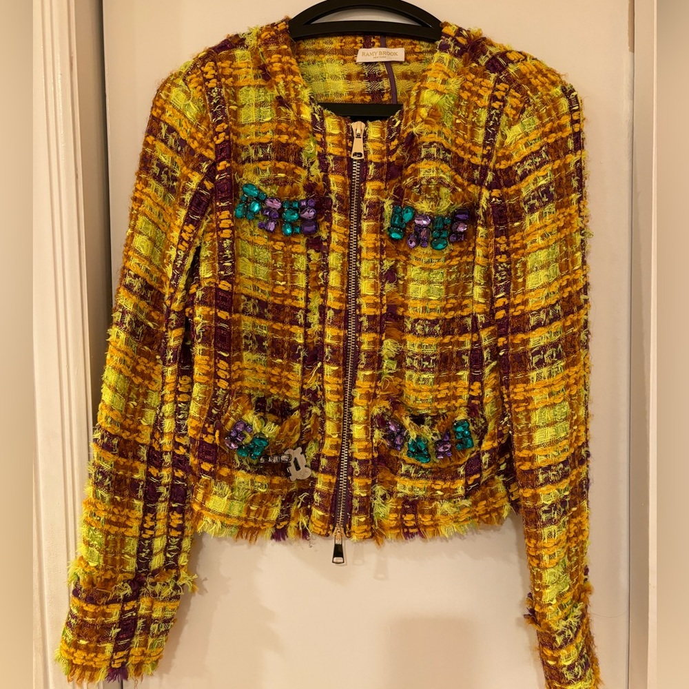 Ramy Brook Brook Tweed Zip Up Blazer